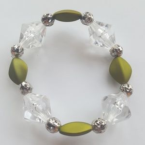 Lime Green 💚/ 💎Crystal/ Silver bracelet